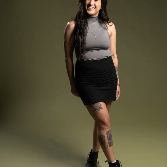 Tomboy Butterfly / Girrlscout Lenox Black Ribbed Mini Skort - Picture 1 of 7